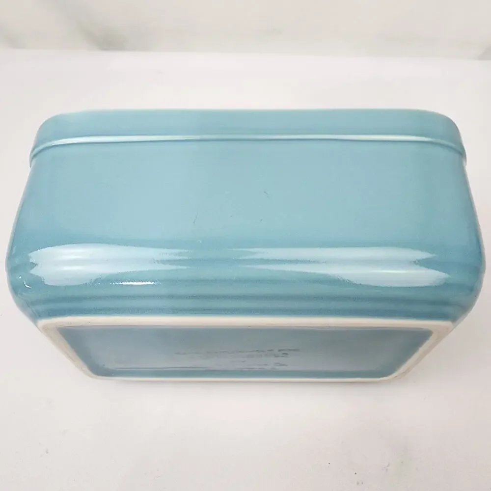 Westinghouse Refrigerator Covered Dish by Hall China Ohio Blue & Yellow 7